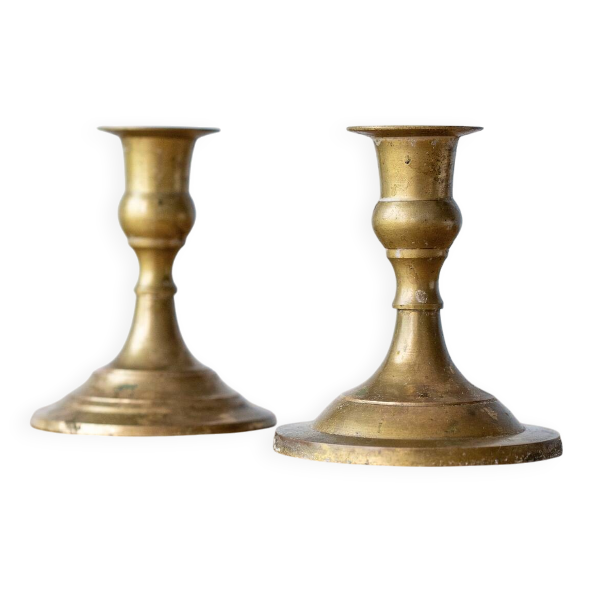 Pair of brass candlesticks, 11cm