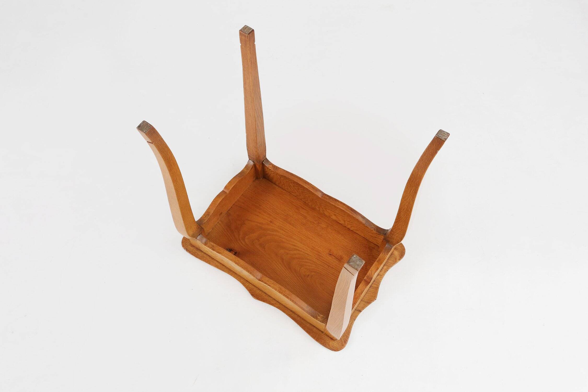 Mid-Century solid Oak carved Side Table, Belgium 1950s