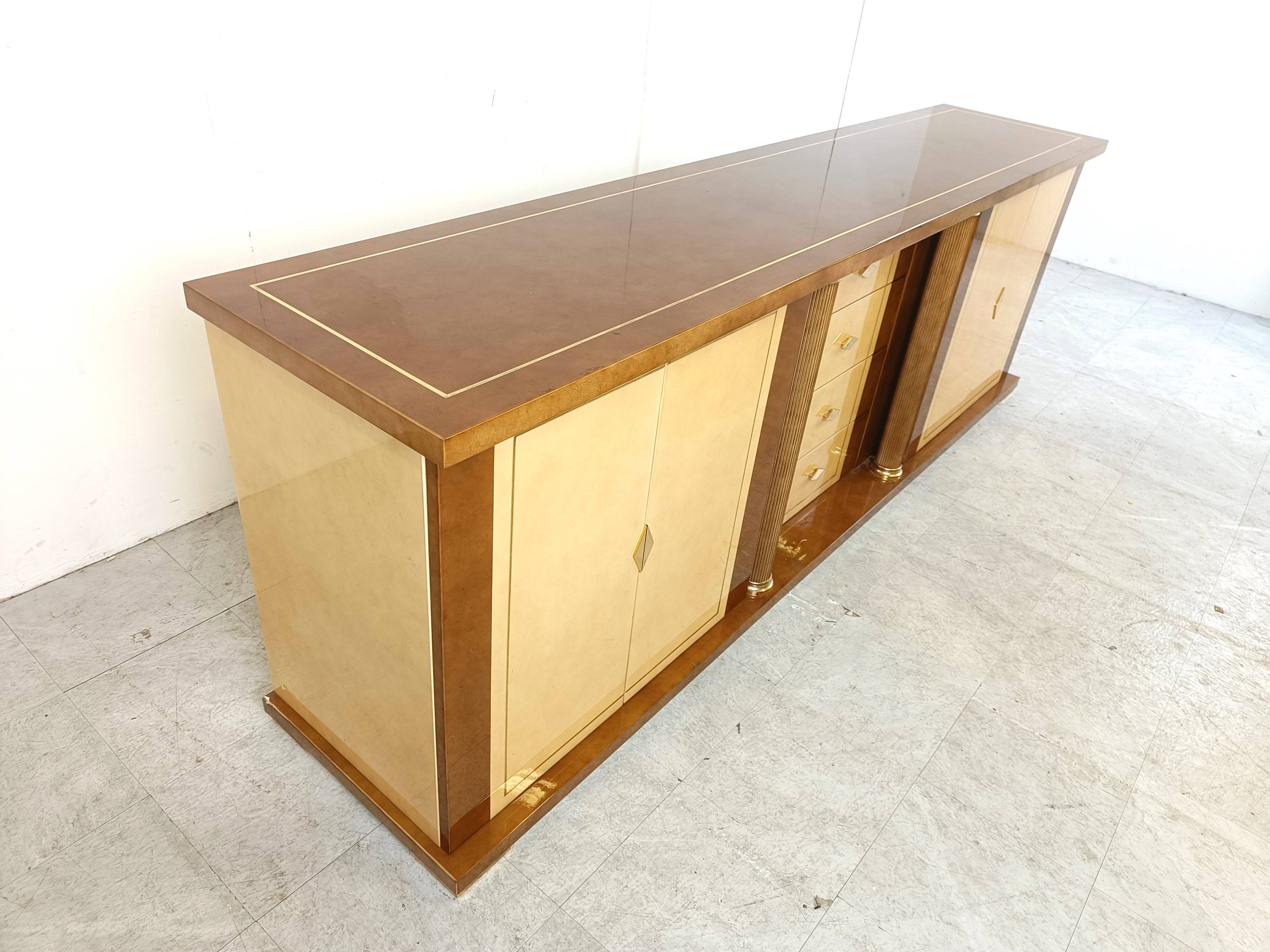 Vintage lacquered goatskin credenza, 1970s
