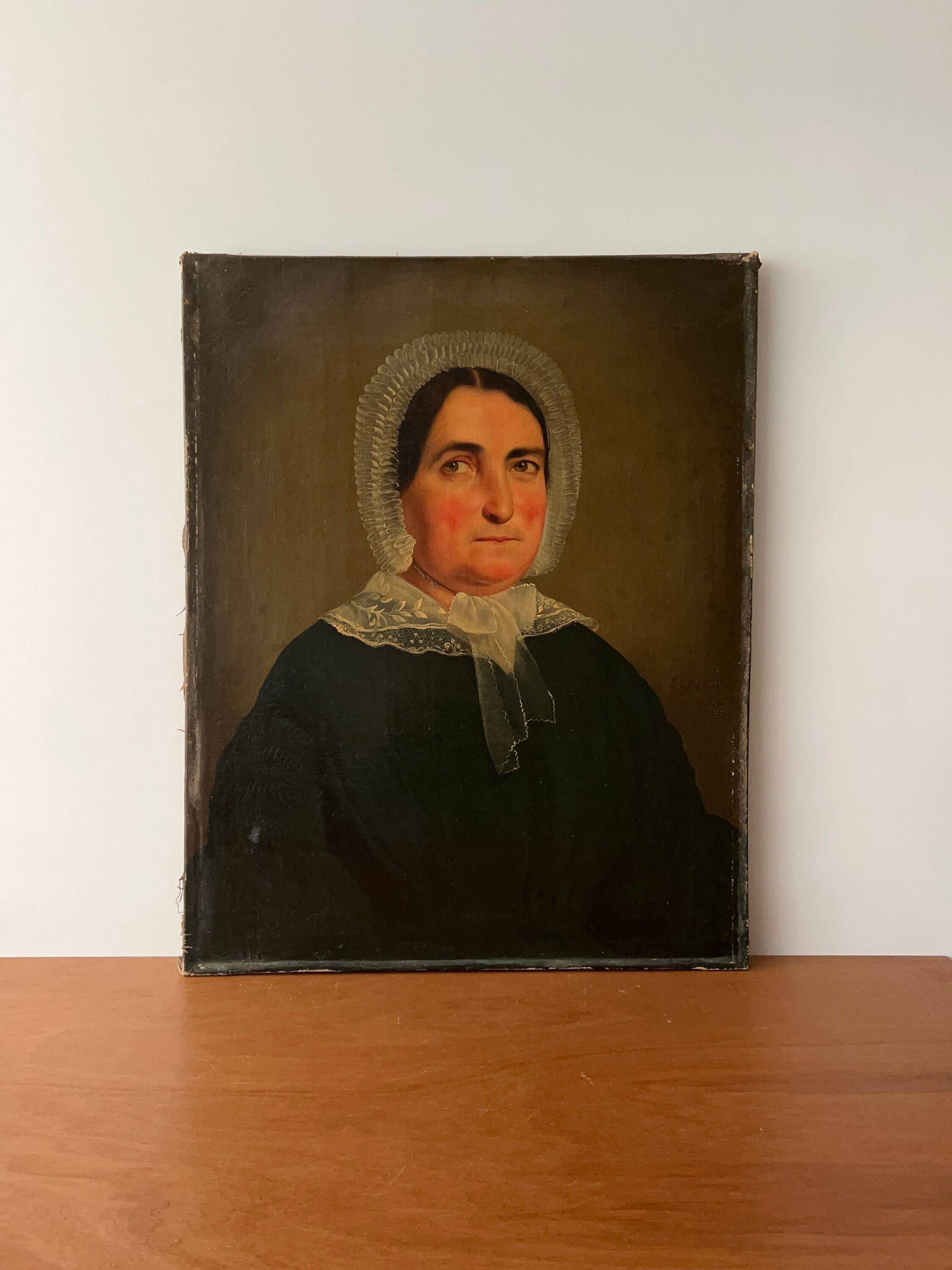 Antique 19th C Portrait Painting of a Beautiful Woman
