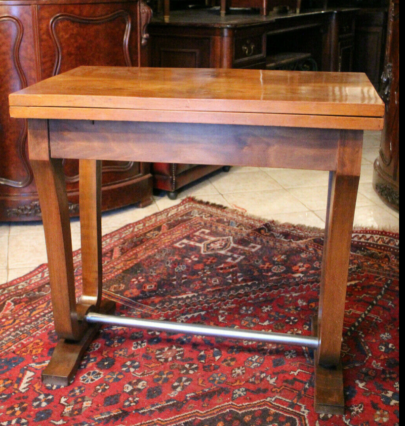 Table console blond walnut design 1930 - 1950 wallet tray