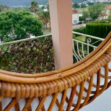 Rare vintage rattan mirror circa 1950 64cm