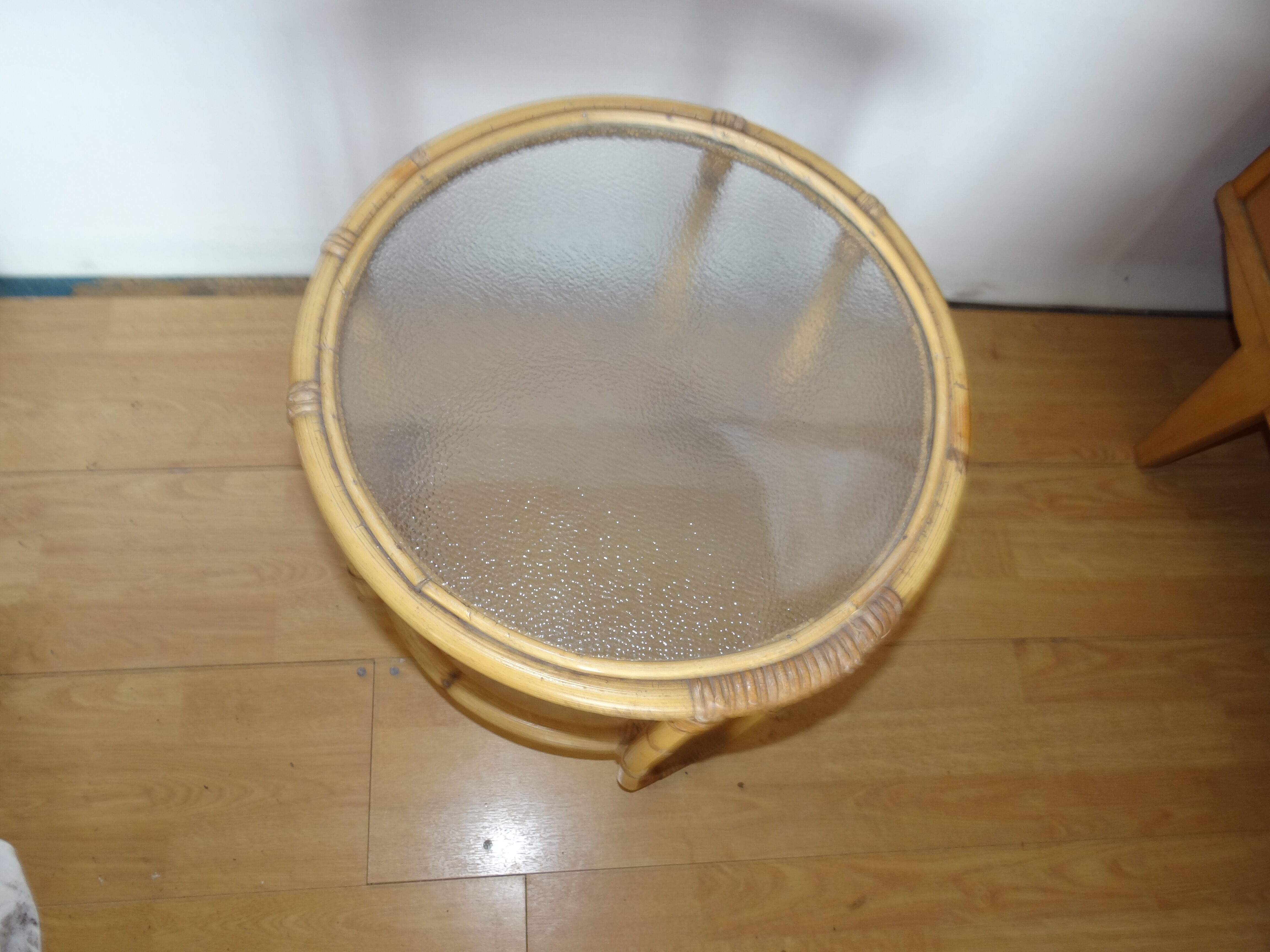 rattan harness, glass tray, 1950, delivery offered