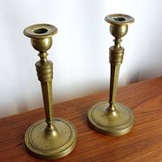 Pair of brass candlesticks, 19th century, neoclassical style.