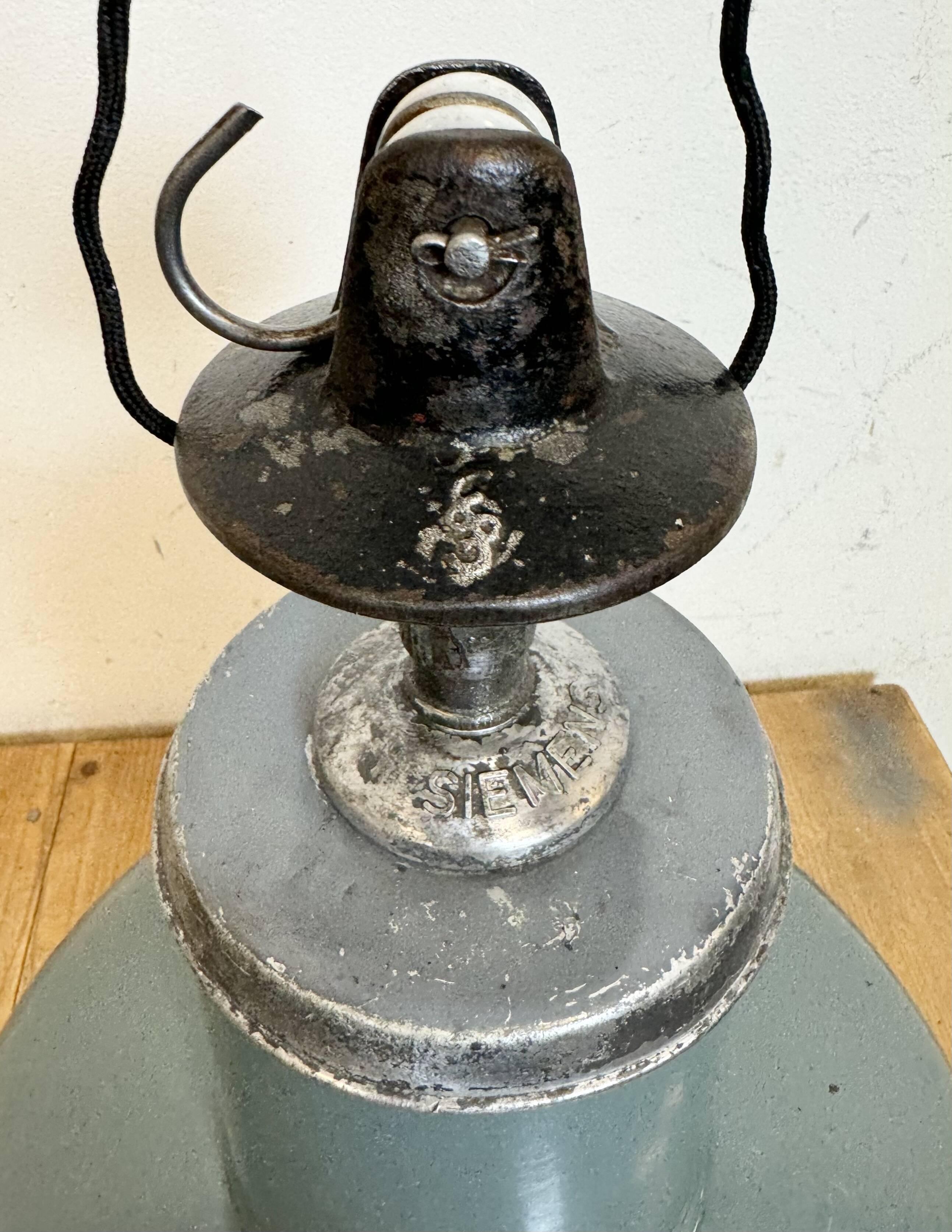 Industrial Grey Enamel Pendant Lamp from Siemens, 1930s
