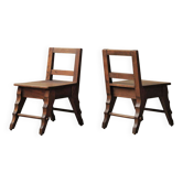 Paire de chaises Modernistes en chêne massif, vers 1940