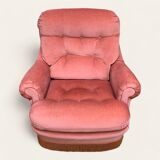Pair of pink velvet toad armchairs, 1970s