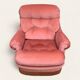 Pair of pink tufted velvet frog chairs from the 1970s.