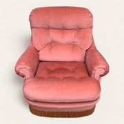Pair of pink tufted velvet frog chairs 1970