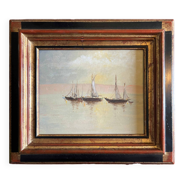 Tableau HSP Marine "Sailboats in Calm Weather" + frame