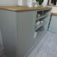 Furniture, vintage bookcase re-enchanted in verdigris, wooden top.