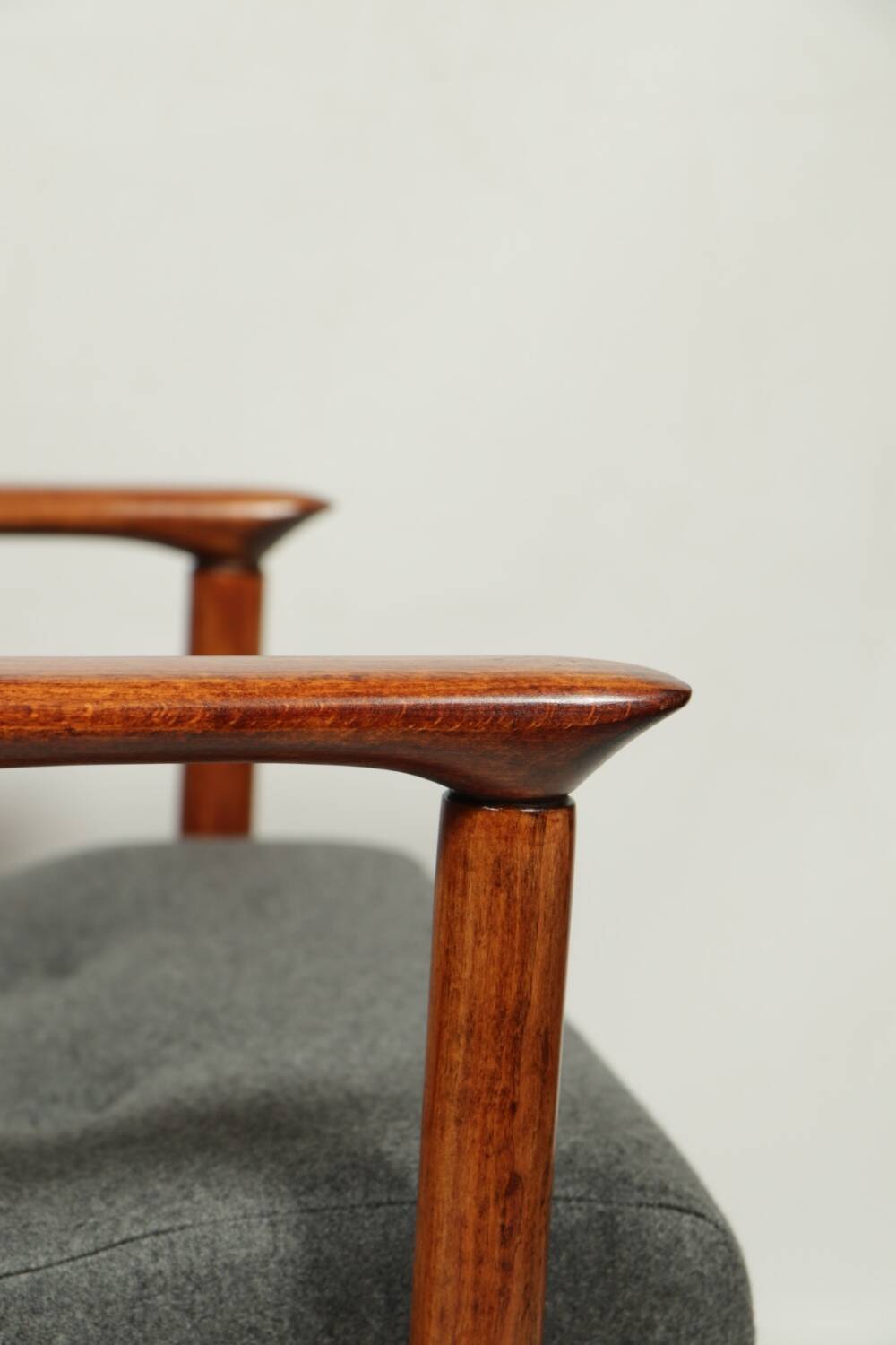 Scandinavian armchair in teak and gray fabric by E.Homa, 1960