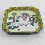 Plateau asiatique en cuivre émaillé