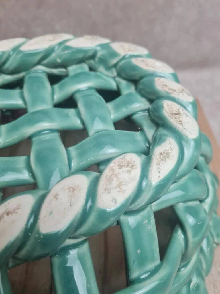 Large openwork bowl in slipware