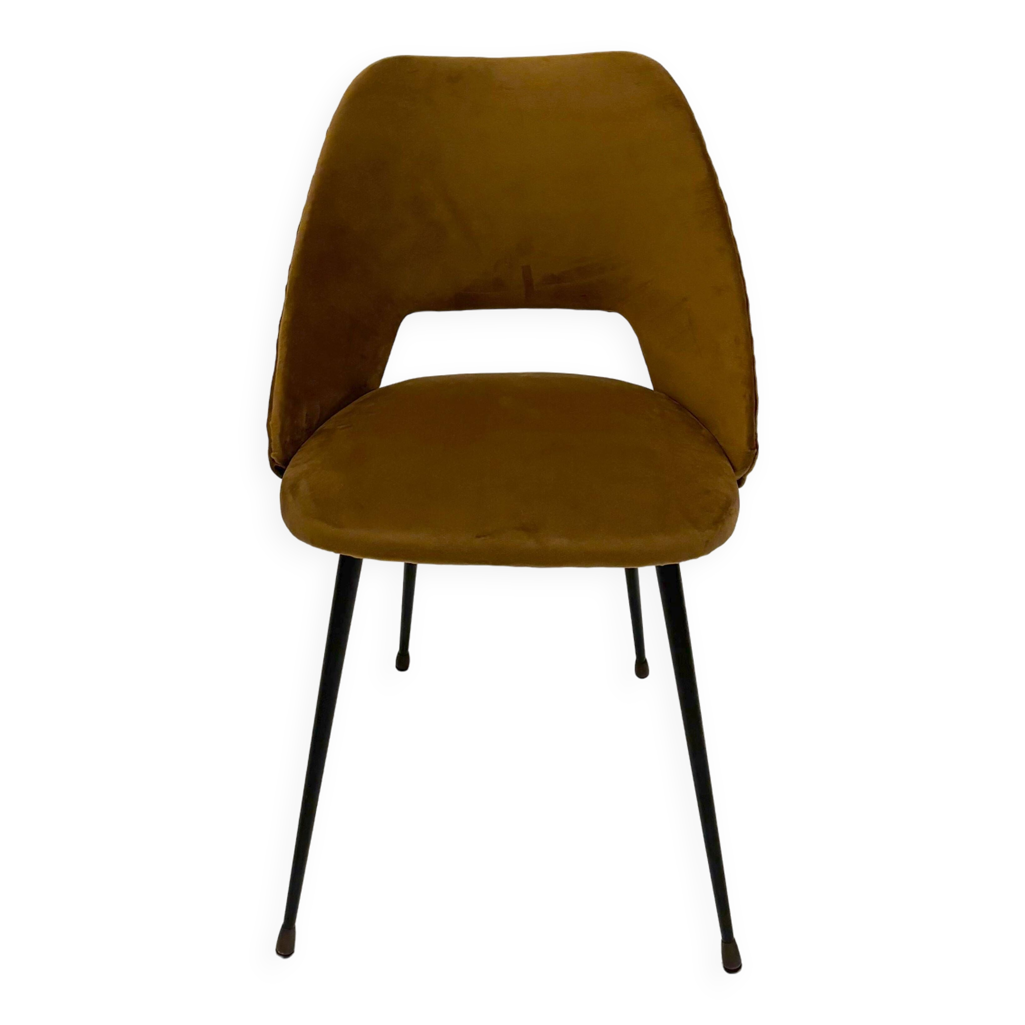 Set of 4 cocktail chairs in ocher velvet