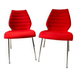 Pair of Mauï soft kartell red chair design Vico Magistretti