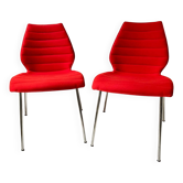 Paire de chaise Mauï soft kartell rouge design Vico Magistretti
