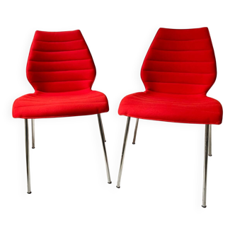 Paire de chaise Mauï soft kartell rouge design Vico Magistretti