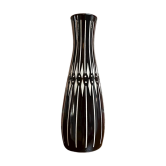 Piesche & Reif Vase, Black and White Studio Pottery, East-German (GDR / DDR) Modernist 1960s Sgraffi
