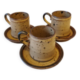 Set of 3 coffee cups and saucers