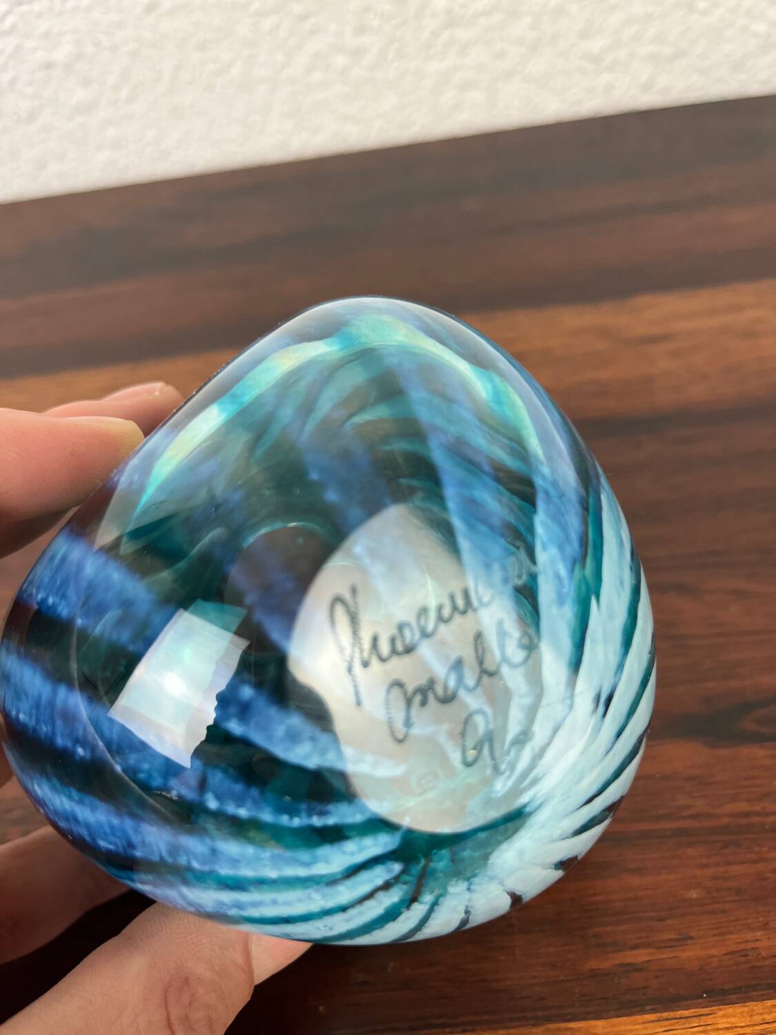 Handcrafted blue glass vase by Phoenician Glass Malta