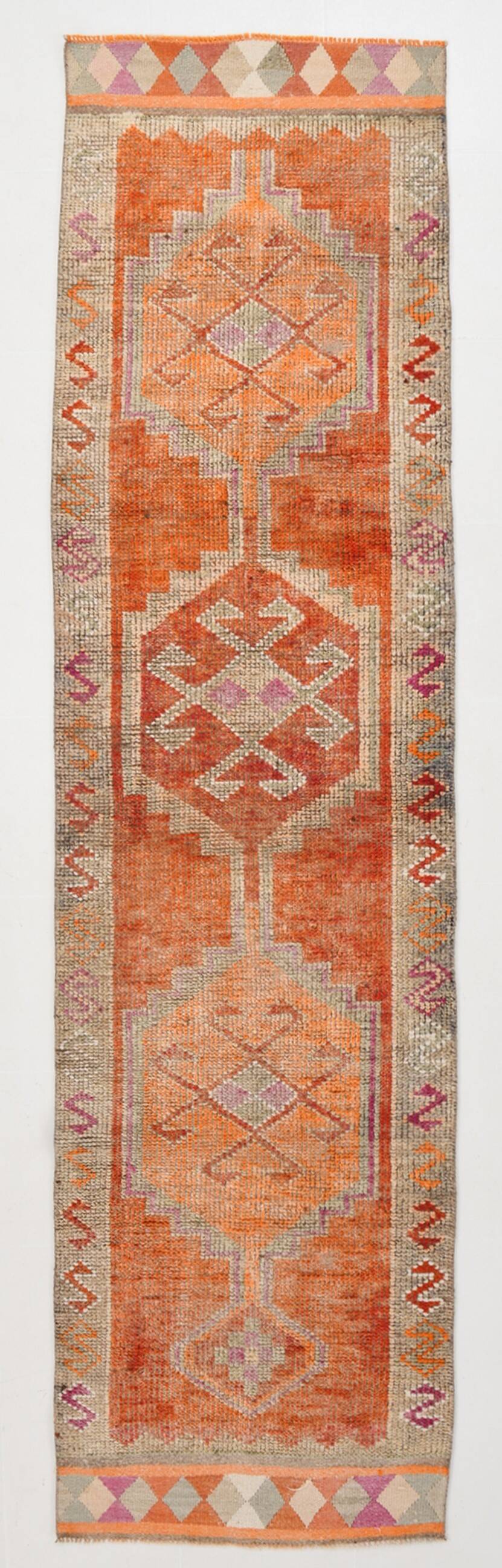 Tapis de couloir vintage ethnique orange 3x11, 92x339 cm
