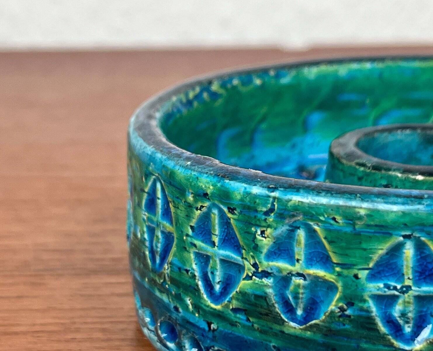 Mid-Century Modern Rimini Blu Pottery Candleholder by Aldo Londi for Bitossi, Italy, 1960s