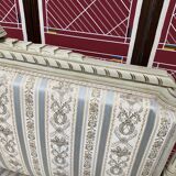 Louis XVI style bench carved with original fabrics and silks