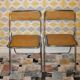 Pair of vintage folding chairs with caning 70