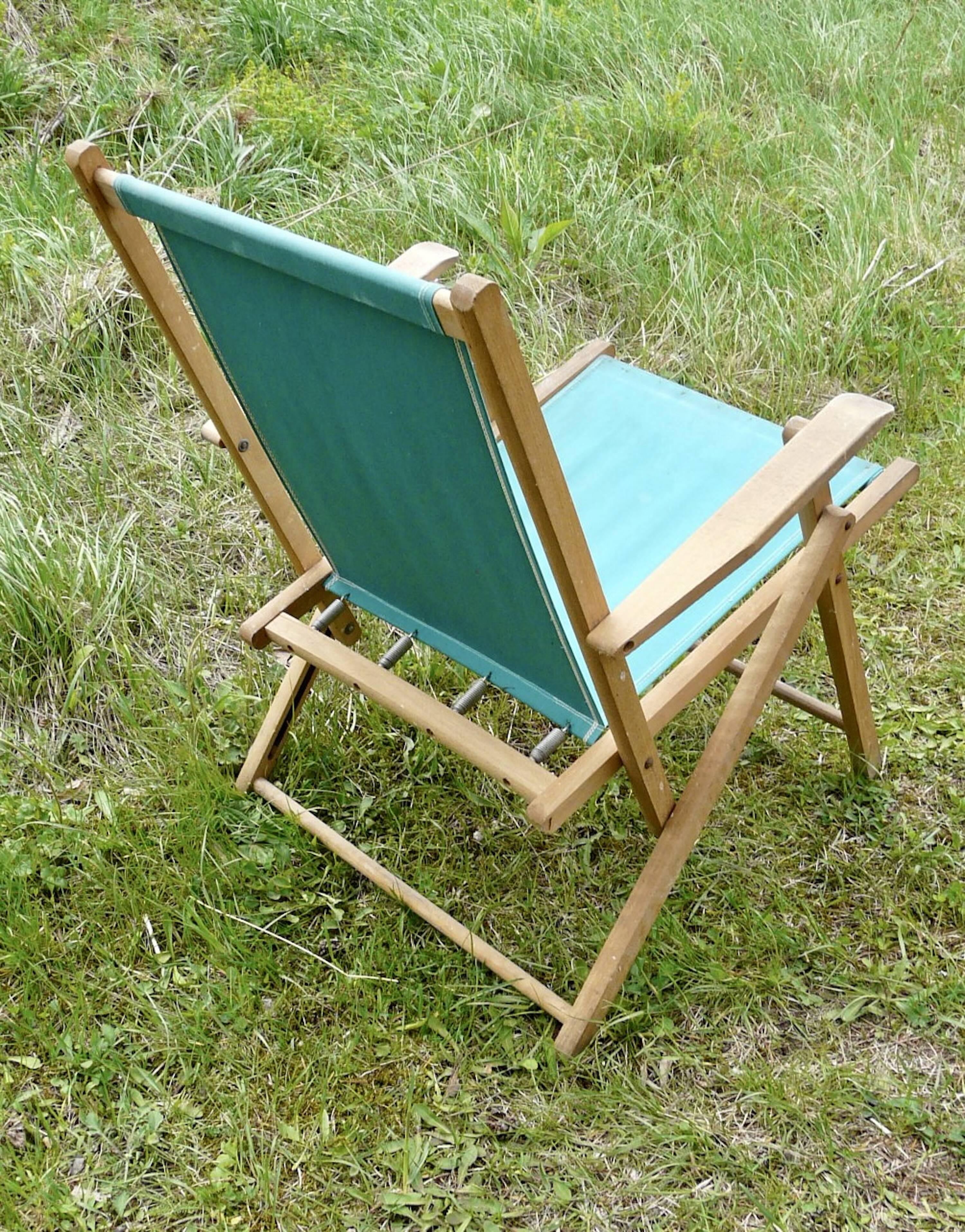 Vintage folding armchair 1960 - Canvas garden chair