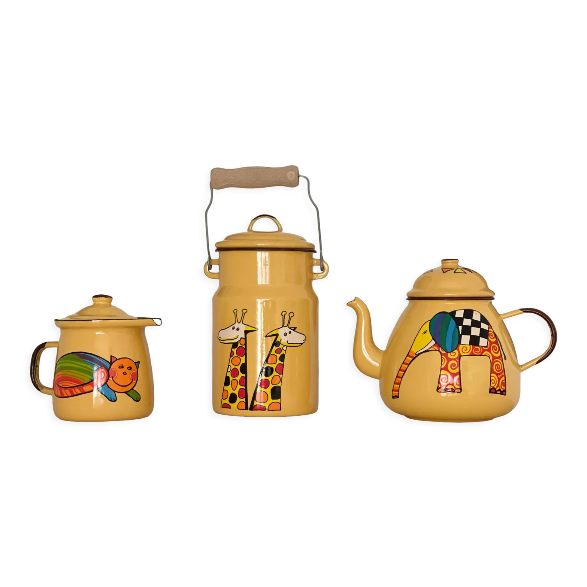 Enamelled sheet metal tea set