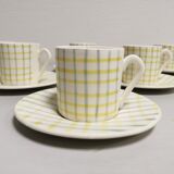Service of 6 coffee cups and cassocks. faience of salins france . vintage ceramic 50s 60s