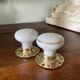 pair of round porcelain and copper Art Deco handles