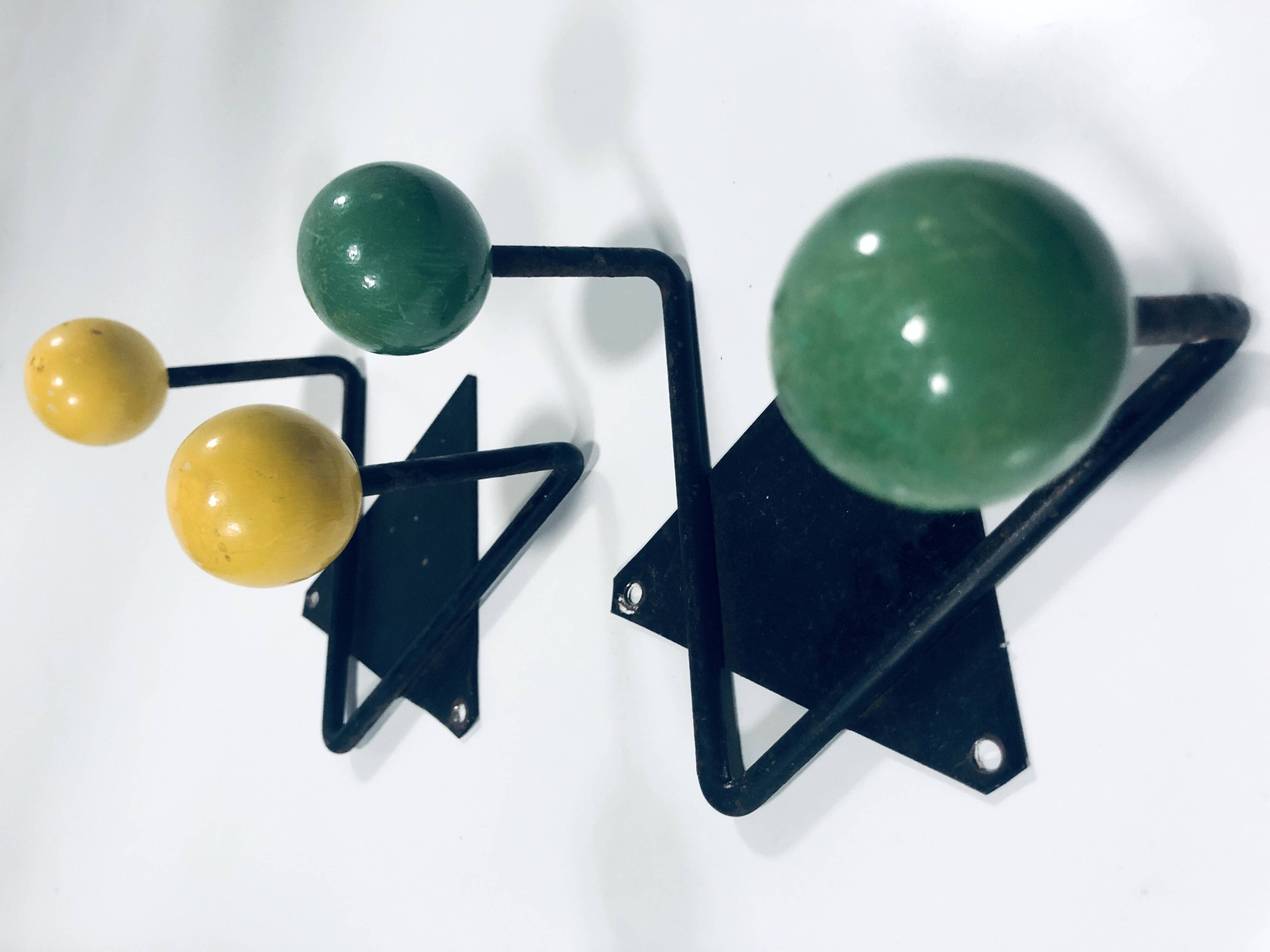 Vintage Coat Racks • Wrought Iron & Wood • 1950