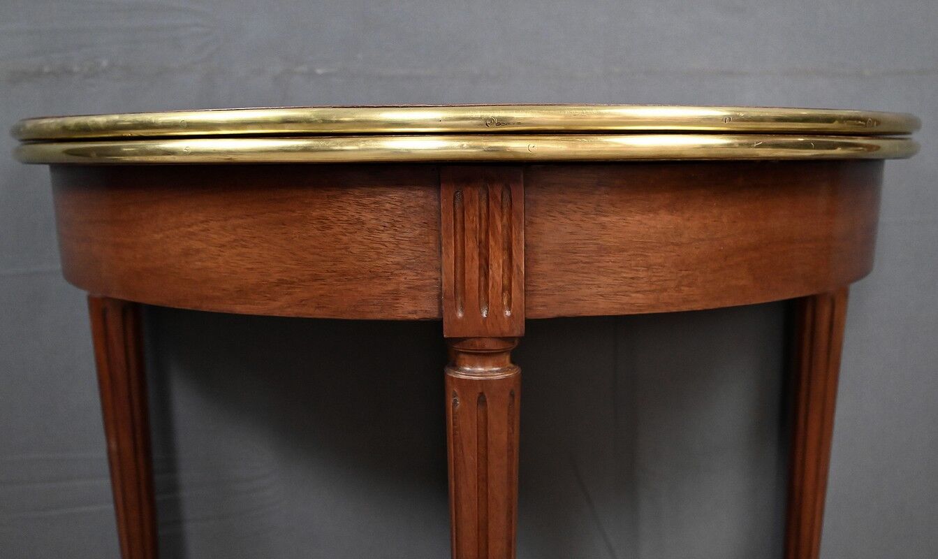 Table à jeux demi-lune en acajou, style Louis XVI – début XXe