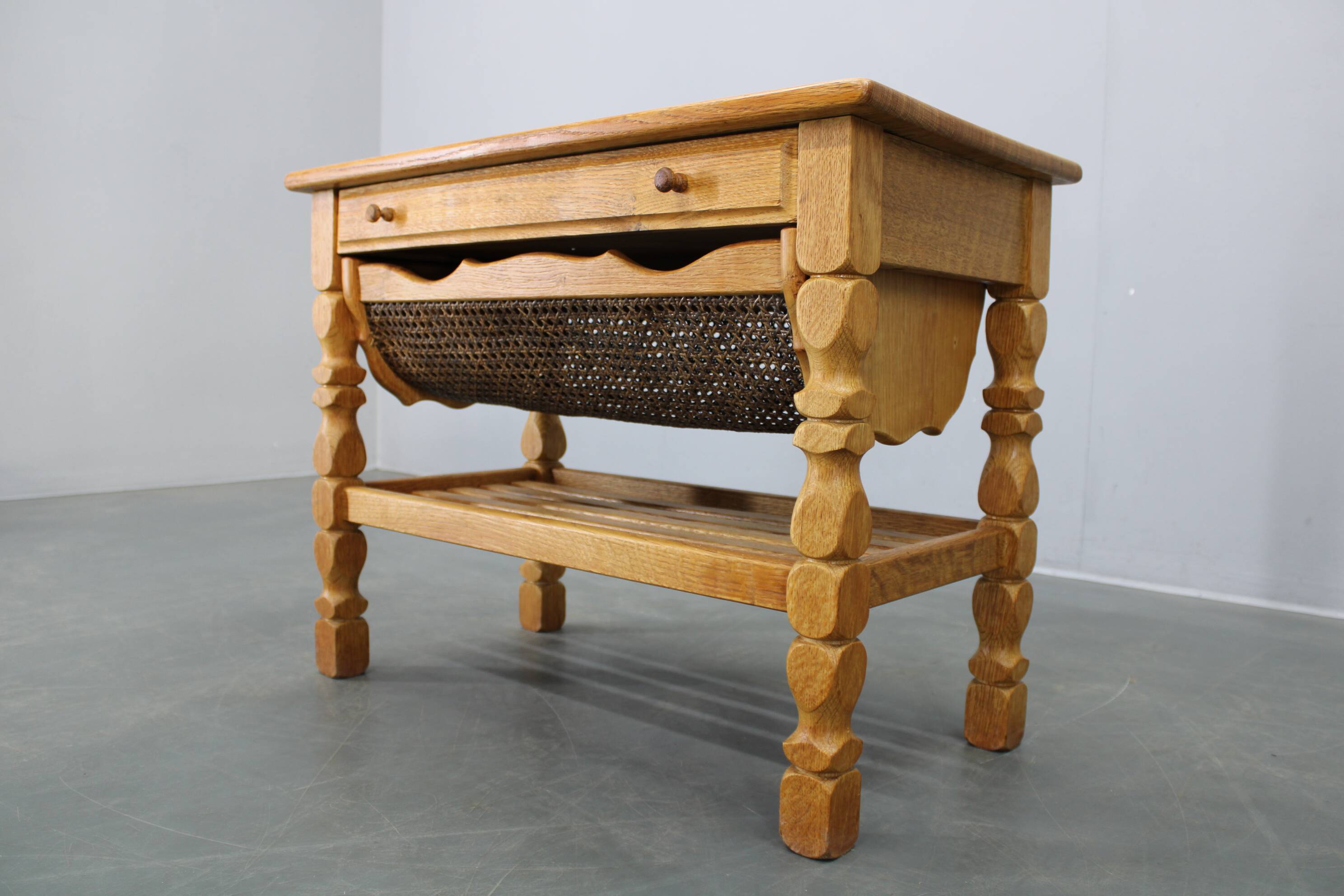 Danish mid-century oak sewing cabinet by Henning Kjaernulf