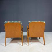 Pair of lounge armchairs mid century modern upholstered 1960s Czechoslovaki