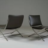 Pair of Flexform leather low chairs, Peter model, by Antonio Citterio