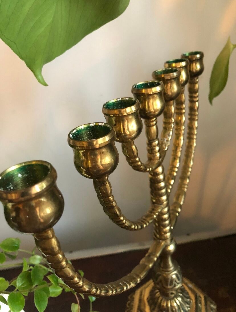 Vintage golden menorah