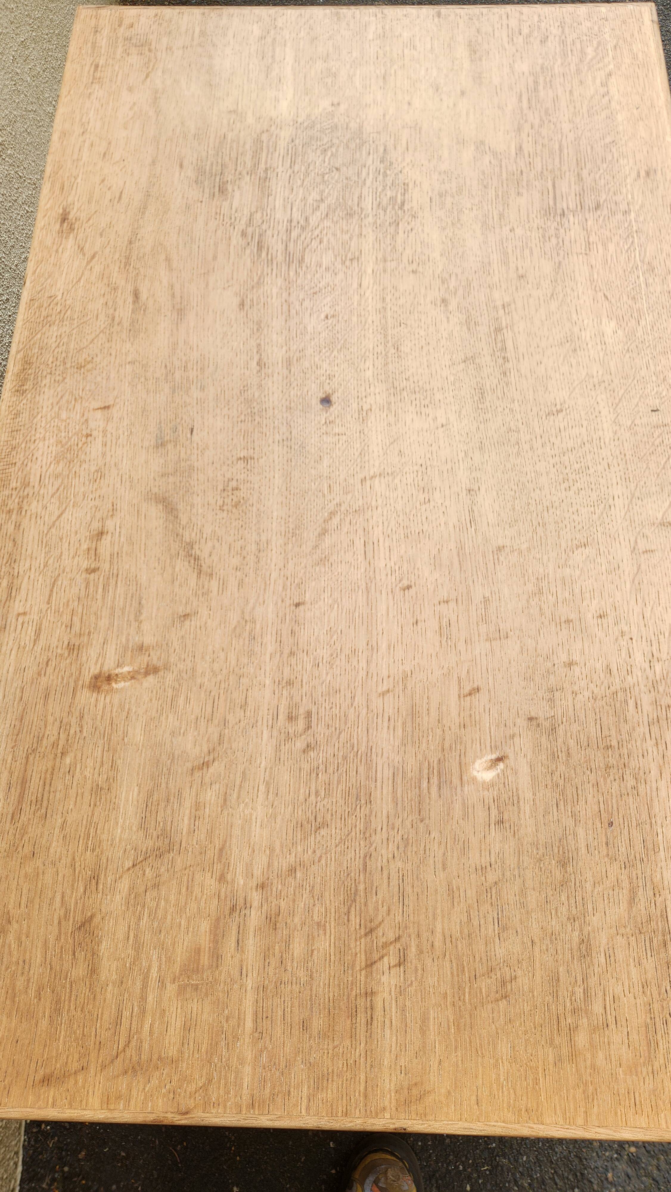 Vintage wooden desk with five drawers from the 1950s-1970s.