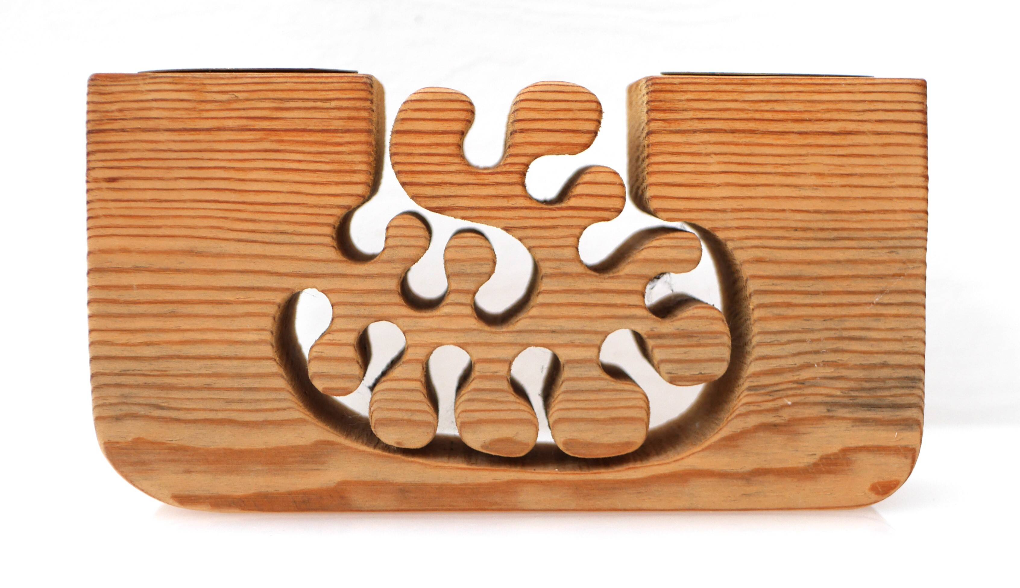 Large Wooden Candleholder by Gunnar Kanevad for Gamla Linköping, Sweden