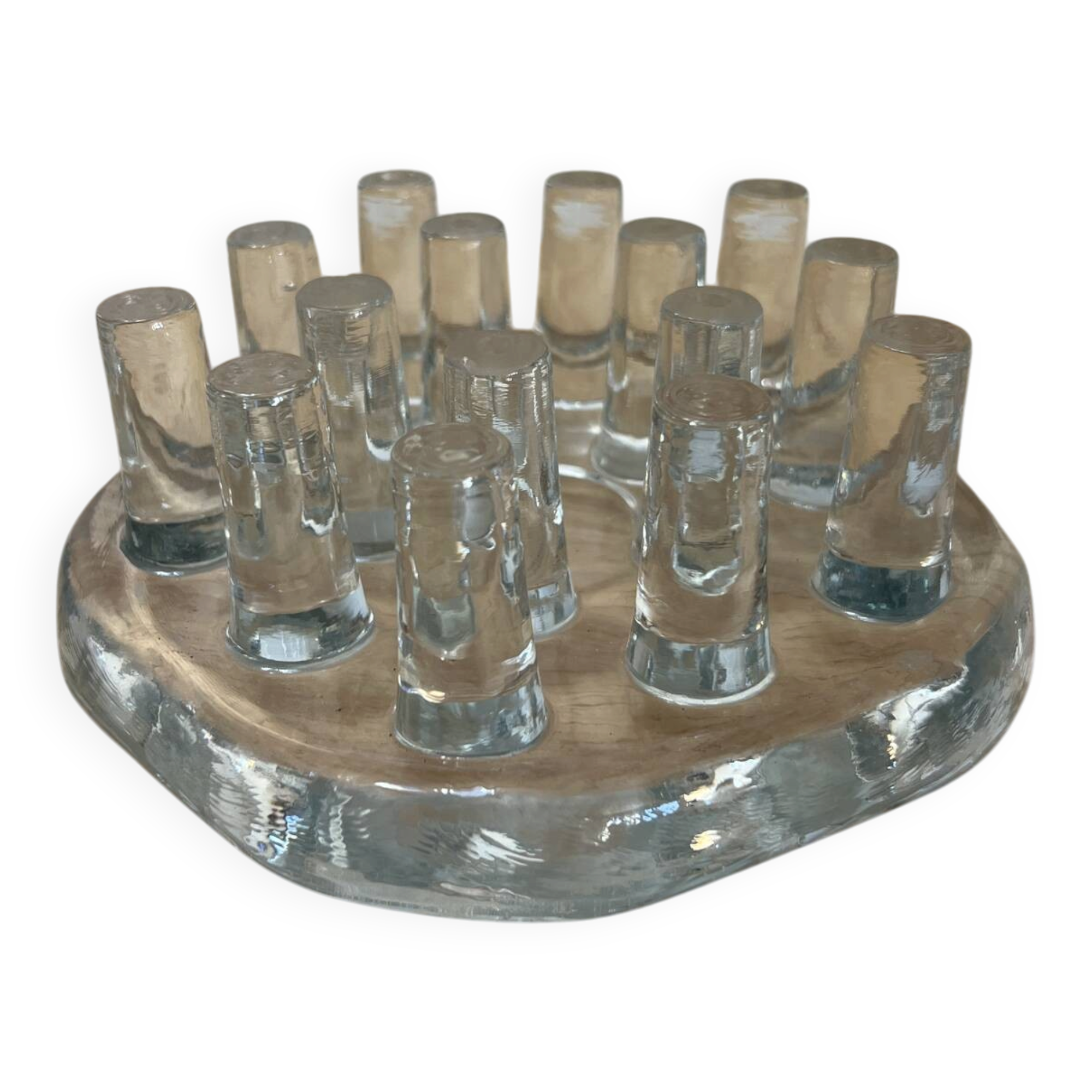 Glass tea warmer and candle holder - Georgshütte style