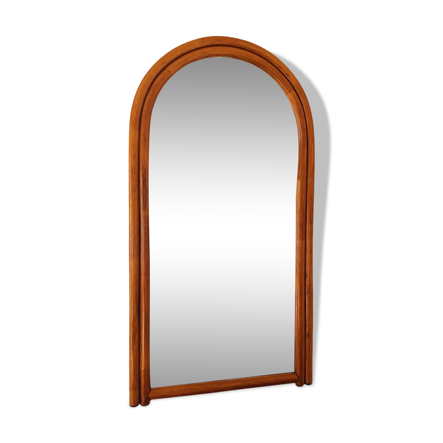 Large Scandinavian style arc wall mirror in bamboo