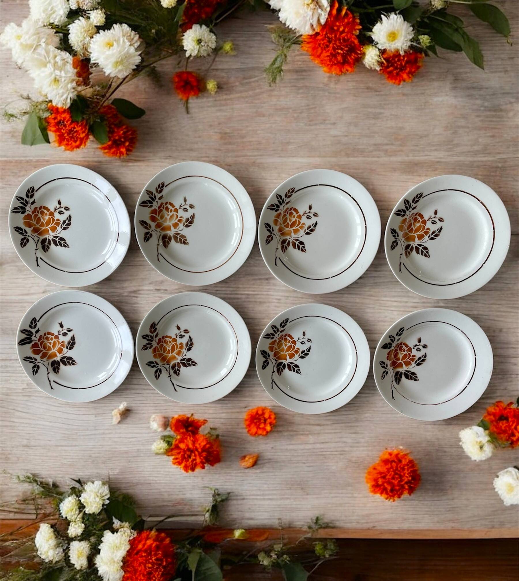 8 antique flat plates in Saint-Amand earthenware (Nord)