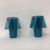 Set of 2 vintage table lamps Ikea Gavik mushroom blue glass