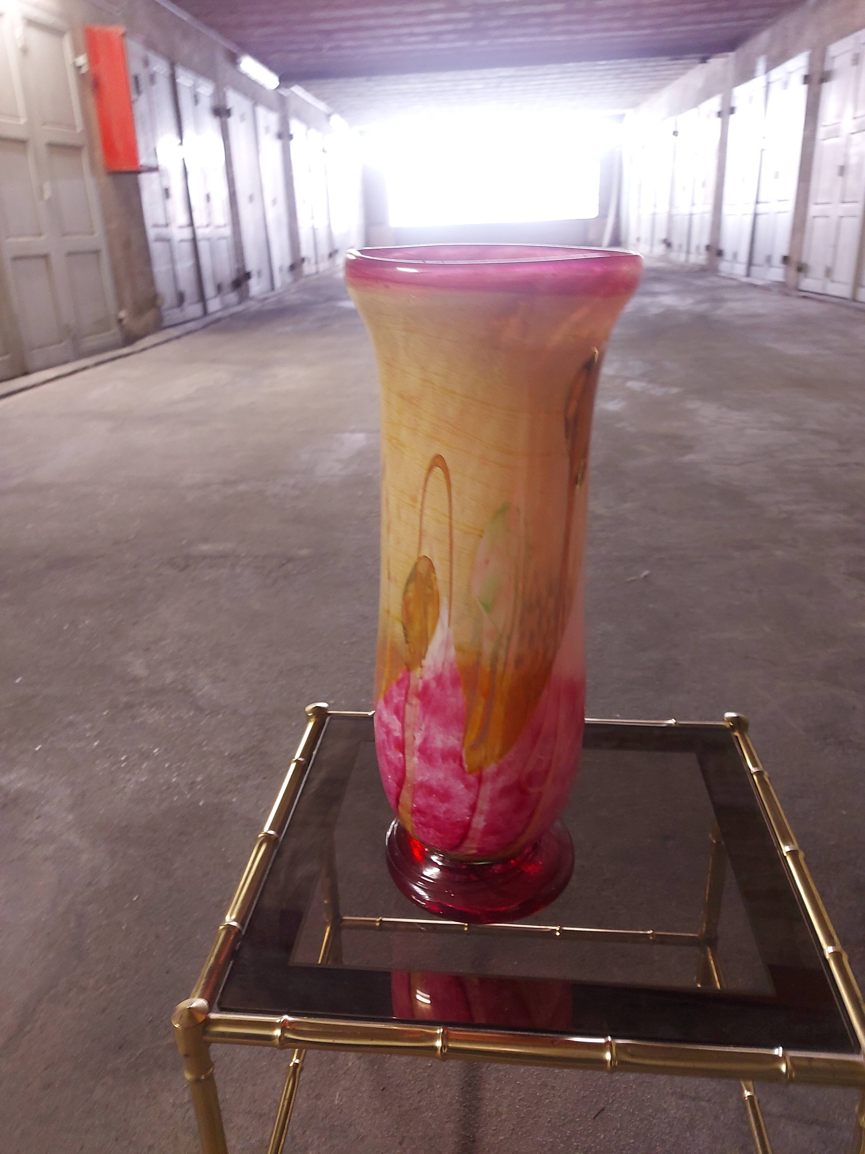 LARGE BIOT BLOWN GLASS VASE, SABA FRERES