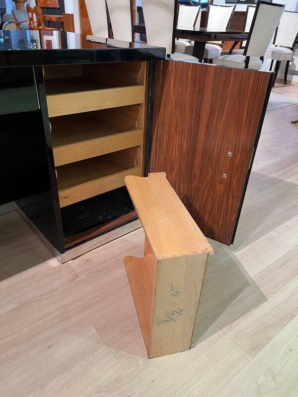 Art Deco Desk in Black Lacquer, Walnut & Metal, France, 1930s-1940s