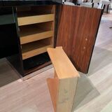 Art Deco Desk in Black Lacquer, Walnut & Metal, France, 1930s-1940s