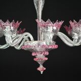 Wonderful Vintage Pink Venetian Chandelier Murano Glass 7 arms