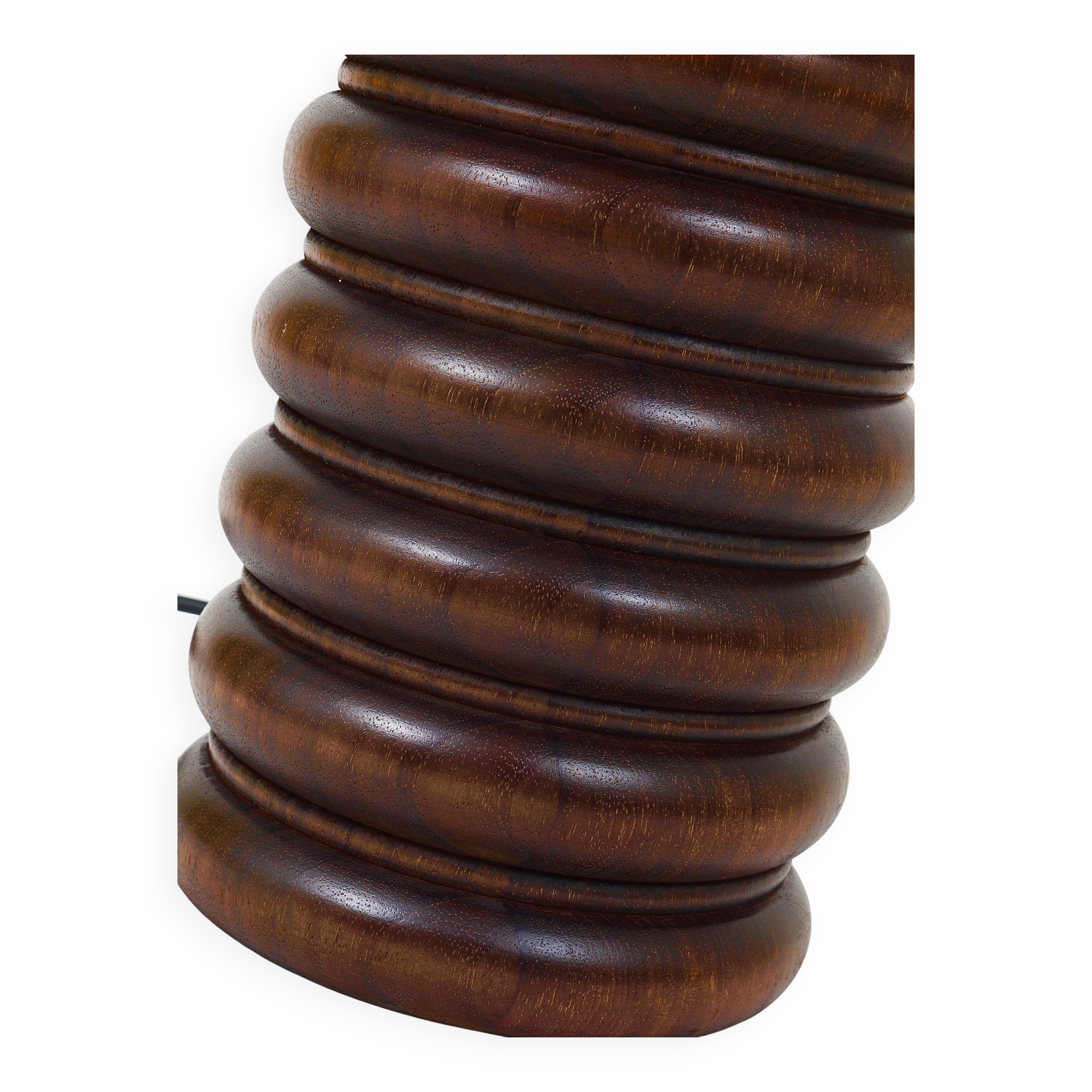 Mid-century table or accent lamp, turned wooden base, Sweden, 1970s